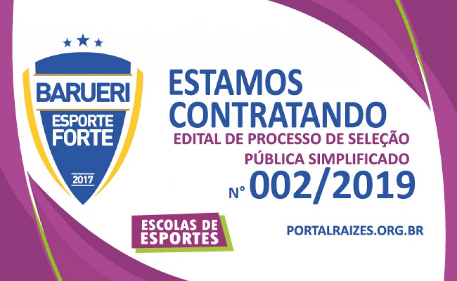 Edital de Sele&ccedil;&atilde;o P&uacute;blica 02/2019 &ndash; Programa Barueri Esporte Forte